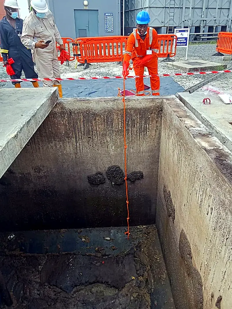 Open concrete tank seen from above
